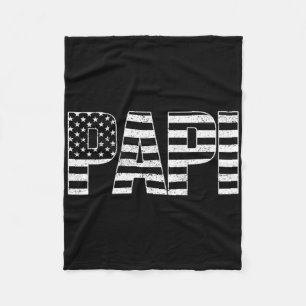 Usa Patriotic Papi Father's Day American Flag 4th Fleece Blanket