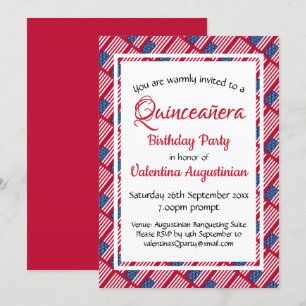 USA Patriotic Quinceañera Birthday Personalised Invitation