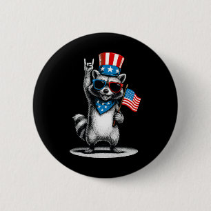 Usa Patriotic Racoon Men Women Kids Funny 4th Of 6 Cm Round Badge