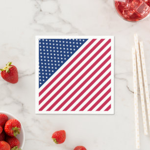 USA Patriotic Red Stripes Stars Flag Paper Napkin