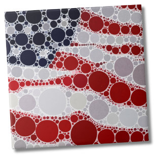 USA Patriotic Red White Blue American Flag Tile