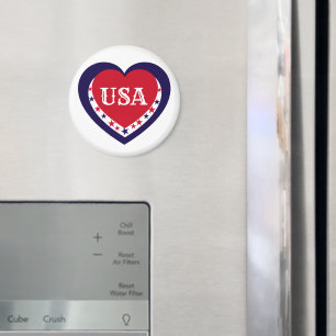 USA Patriotic Red White Blue Heart Festive July 4 Magnet