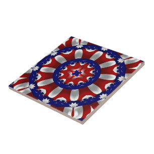 USA Patriotic Ribbons Kaleidoscope Tile