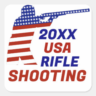 USA Patriotic Rifle Shooting Square Sticker