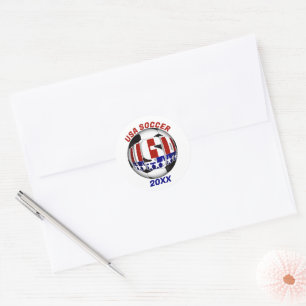 USA Patriotic SOCCER Sports Classic Round Sticker