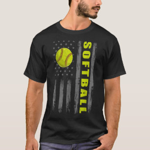 Usa Patriotic Softball For Women American Flag Men T-Shirt
