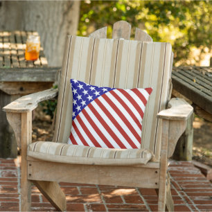 USA Patriotic Star and Stripes Throw Pillow