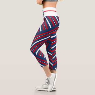Usa Patriotic Stars and Stripes Capri Leggings