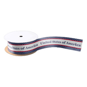 USA Patriotic Stars and Stripes Pattern Satin Ribbon