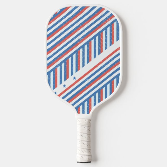 USA Patriotic Stars & Stripes Red White & Blue Pickleball Paddle (Front)