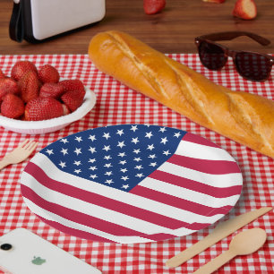 USA Patriotic Stripes Stars Flag Party Paper Plate