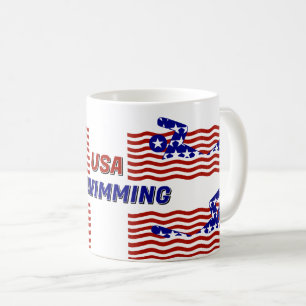 USA Patriotic Swimming Coffee Mug