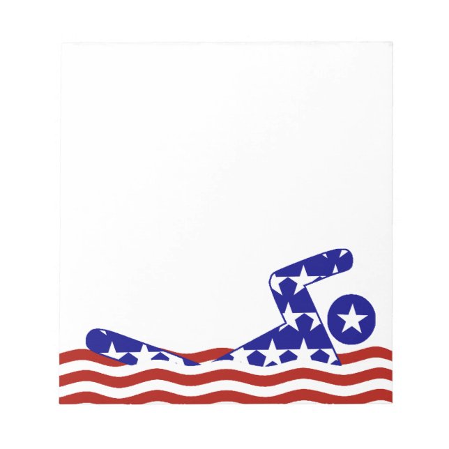 USA Patriotic Swimming Sports Notepad (Front)