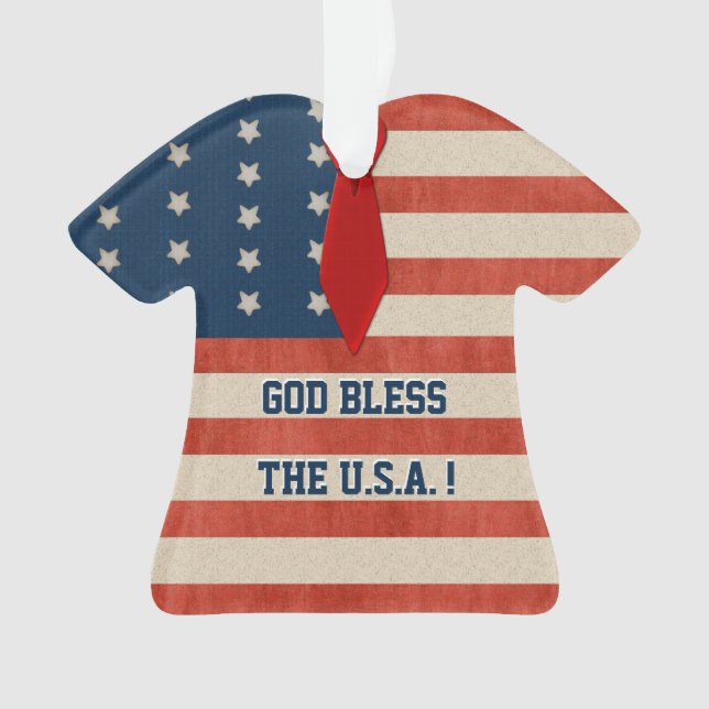 USA Patriotic Ugly Sweater Personalised Ornament (Front)