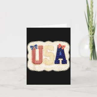 Usa patriotic vintage lace patchwork stars stripes card