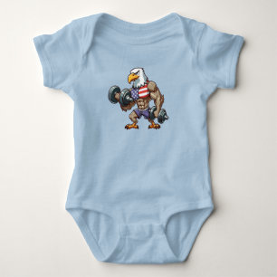 USA/patriotic weightlifting bald eagle Baby Bodysuit