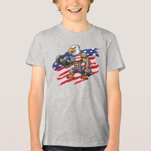 USA/patriotic weightlifting bald eagle Tri-Blend Shirt