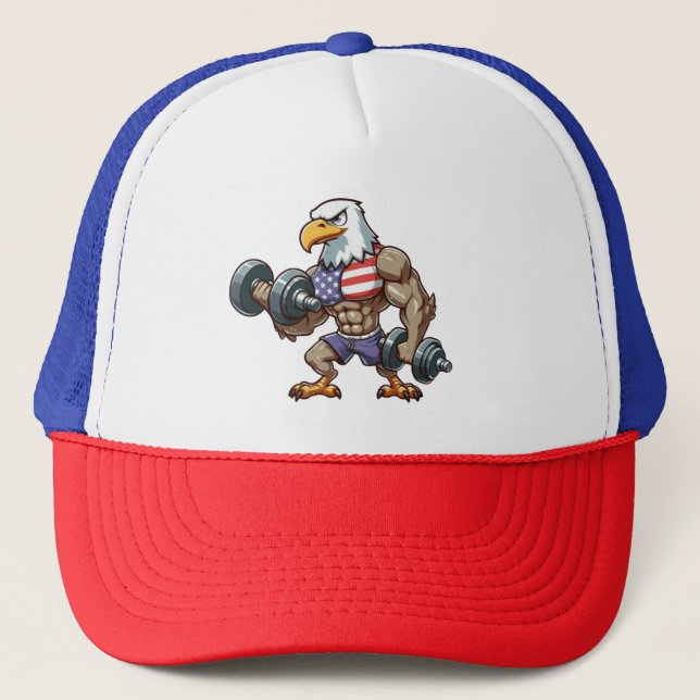 USA/patriotic weightlifting bald eagle Trucker Hat (Front)