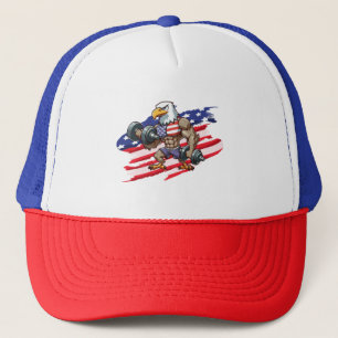 USA/patriotic weightlifting bald eagle Trucker Hat