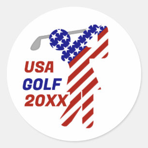 USA Patriotic WOMEN'S GOLF Classic Round Sticker