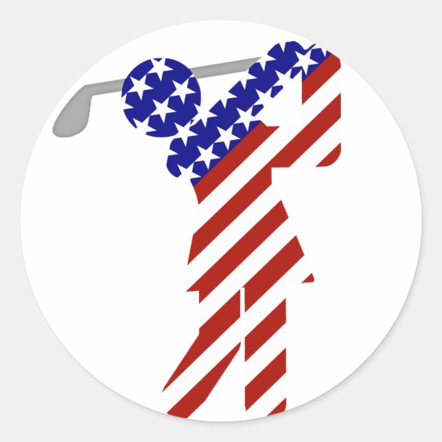 USA Patriotic WOMEN'S GOLF Classic Round Sticker (Front)