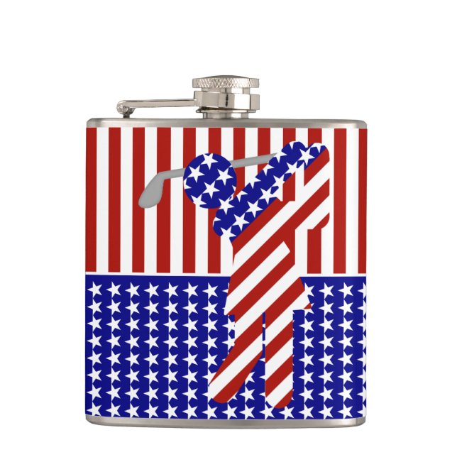 USA Patriotic WOMEN'S GOLF Hip Flask (Front)