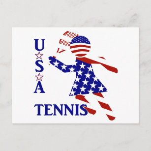 USA Patriotic WOMEN'S TENNIS Postcard