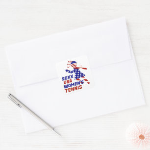 USA Patriotic WOMEN'S TENNIS Square Sticker