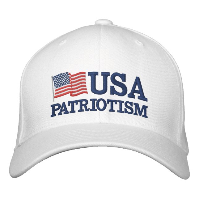 USA Patriotism FLag W Embroidered Hat (Front)