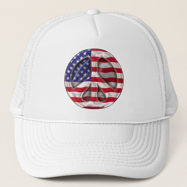 USA Peace Flag Trucker Hat (Front)