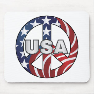 USA Peace Sign Mouse Mat