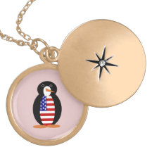 USA Penguin -- American Penguin Pink Background