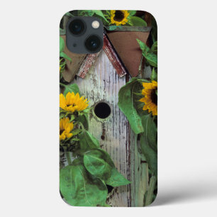 USA, Pennsylvania. Birdhouse and garden iPhone 13 Case