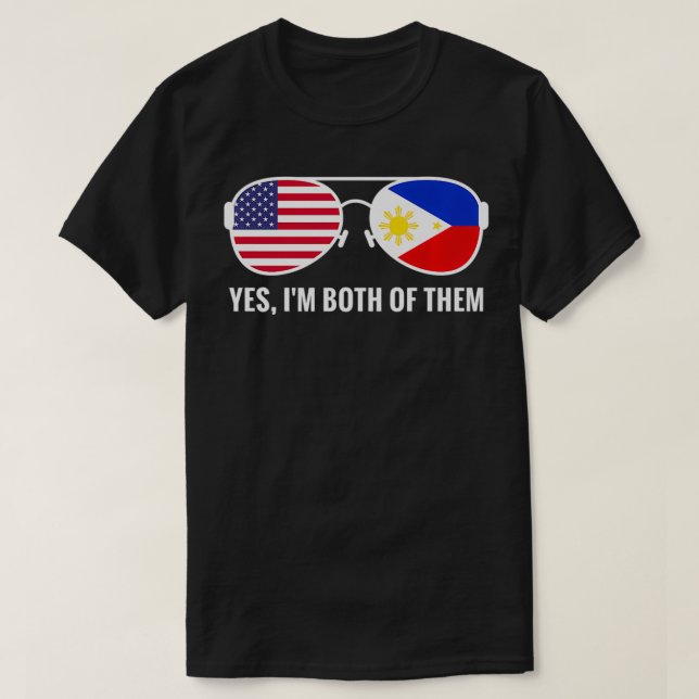 USA Philippines Flag Sunglasses Filipino Americans T-Shirt (Design Front)