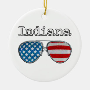 USA PILOT GLASSES INDIANA  CERAMIC TREE DECORATION