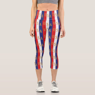 USA Pinstripe Decor Capri Leggings