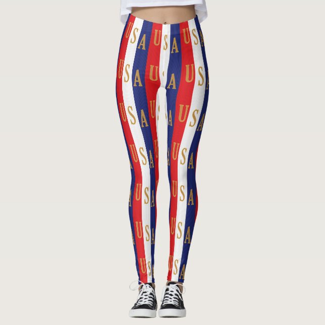 USA Pinstripe Decor Leggings (Front)