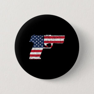 Usa Pistol American Gun Flag 4th Of July 6 Cm Round Badge