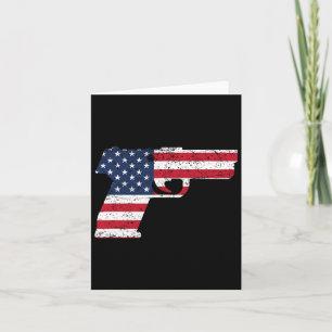 Usa Pistol American Gun Flag 4th Of July  Card