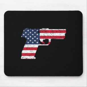 Usa Pistol American Gun Flag 4th Of July Mouse Mat