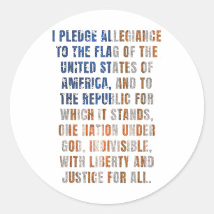 Usa Pledge Of Allegiance 4th Of July Distressed Re Classic Round Sticker