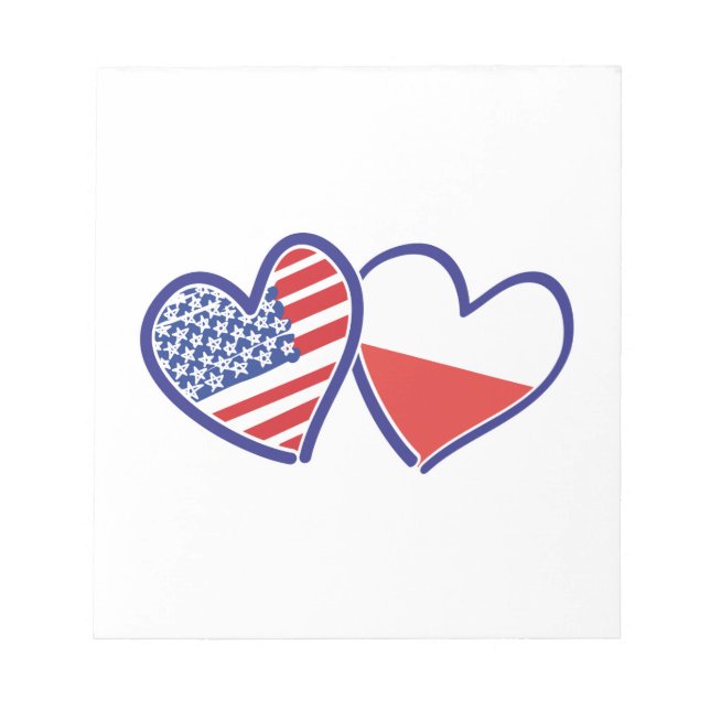 USA Poland Flag Hearts Notepad (Front)
