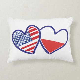 USA-POLISH-FLAG-HEARTS DECORATIVE CUSHION