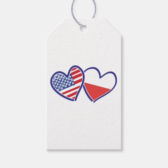 USA-POLISH-FLAG-HEARTS GIFT TAGS (Front)