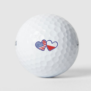 USA-POLISH-FLAG-HEARTS GOLF BALLS