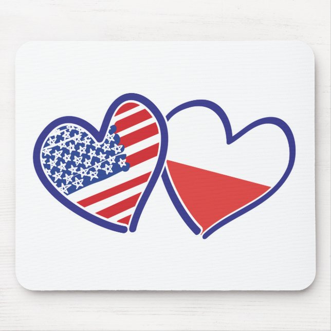 USA-POLISH-FLAG-HEARTS MOUSE MAT (Front)