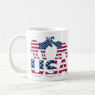 USA Politics Democratic Republican Donkey Elephant Coffee Mug