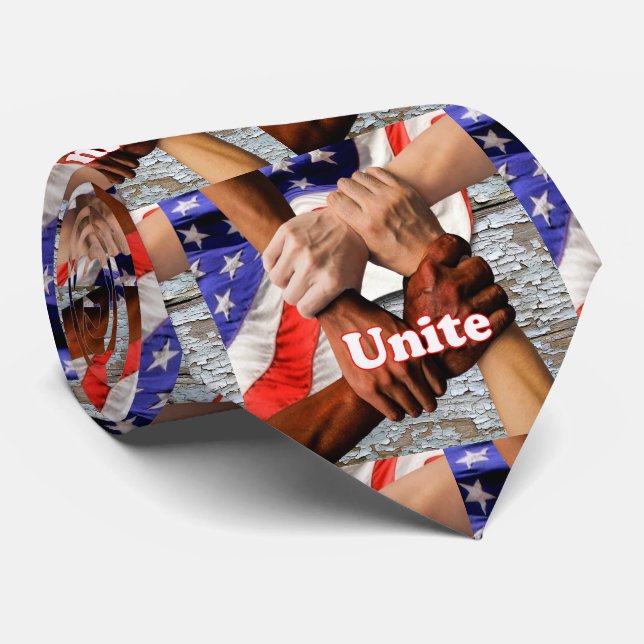 USA Politics Hands Unite Flag Necktie (Rolled)