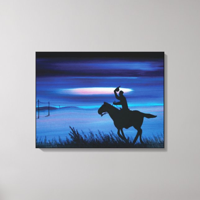 USA Pony Express 🐎 Cowboy Rider Painting Canvas Print (Front)