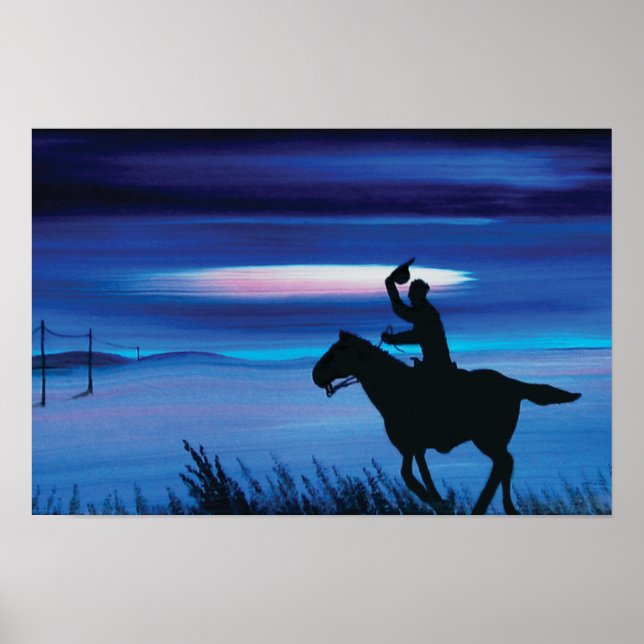 USA Pony Express 🐎 Cowboy Rider Painting Poster (Front)